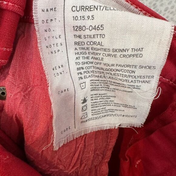 Current/ Elliot The Stiletto Jeans in Coral Red | Size 25 - Picture 9 of 9